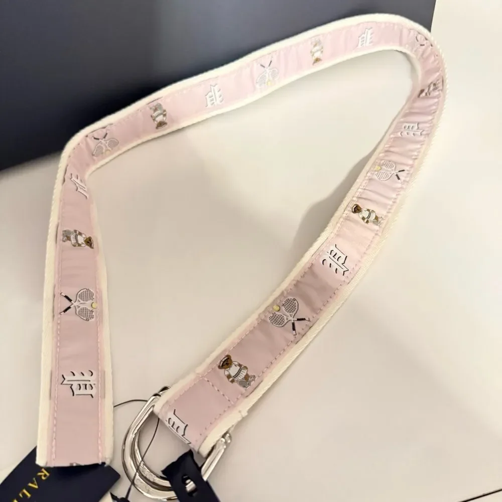 Polo Ralph Lauren Pink Tennis Bear Canvas Belt – Kids Size S – NWT